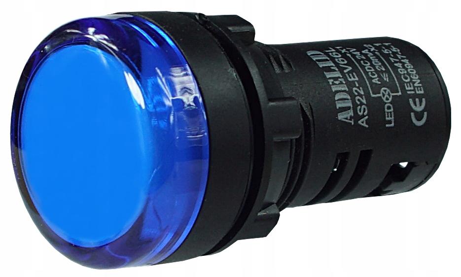 Lampka kontrolka sterownicza niebieska LED 12V 22MM