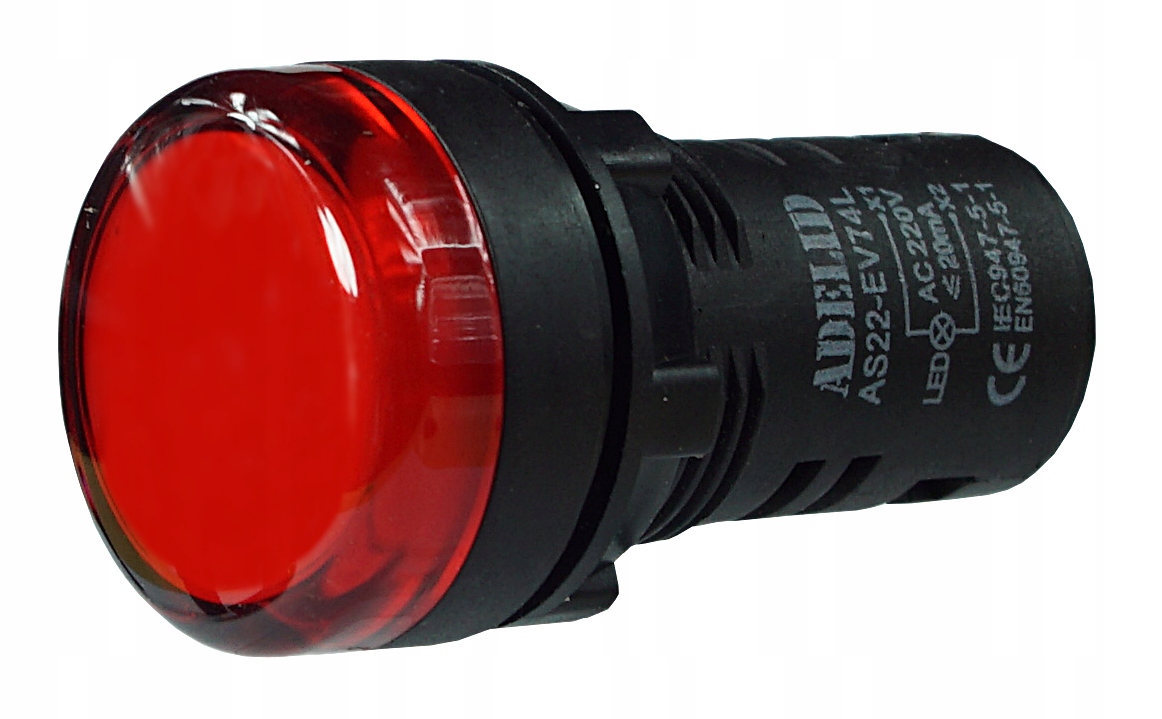 Lampka kontrolka sterownicza czerwona  LED 230V 22MM