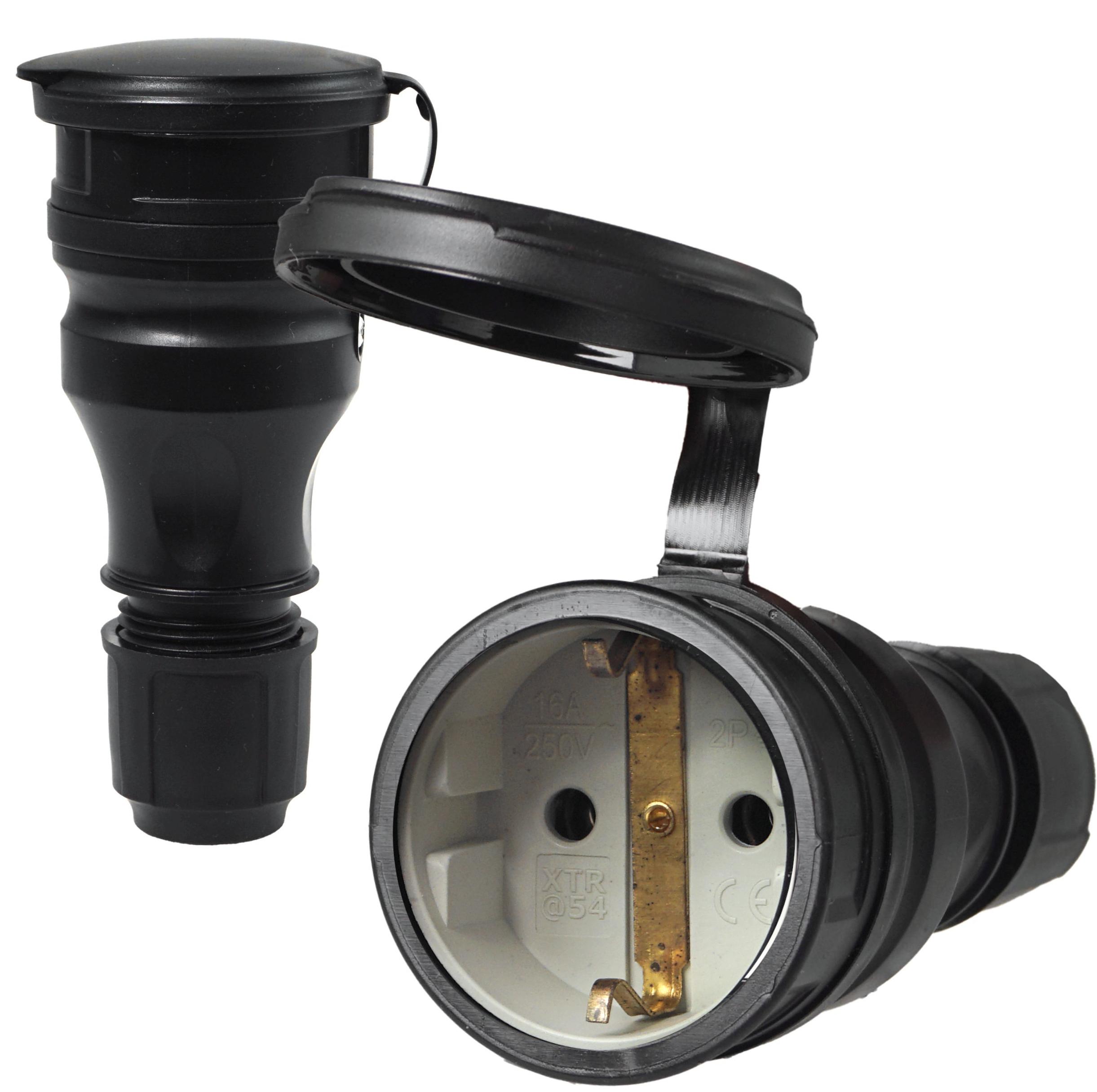 GNIAZDO PRZENOŚNE HERMETYCZNE GUMOWE IP54 16A 230V SCHUKO Z DŁAWIKIEM I KLAPKĄ