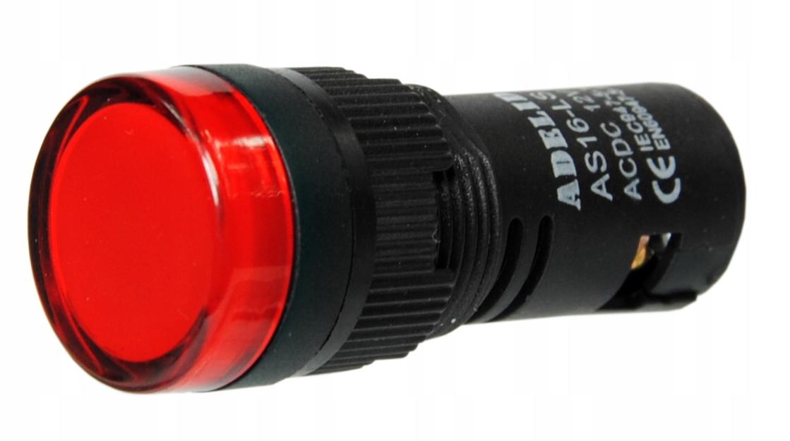 Lampka kontrolka sterownicza czerwona  LED 12V 16MM