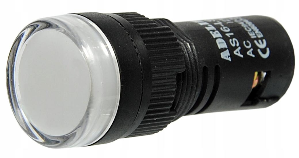 Lampka kontrolka sterownicza biała LED 230V 16 MM