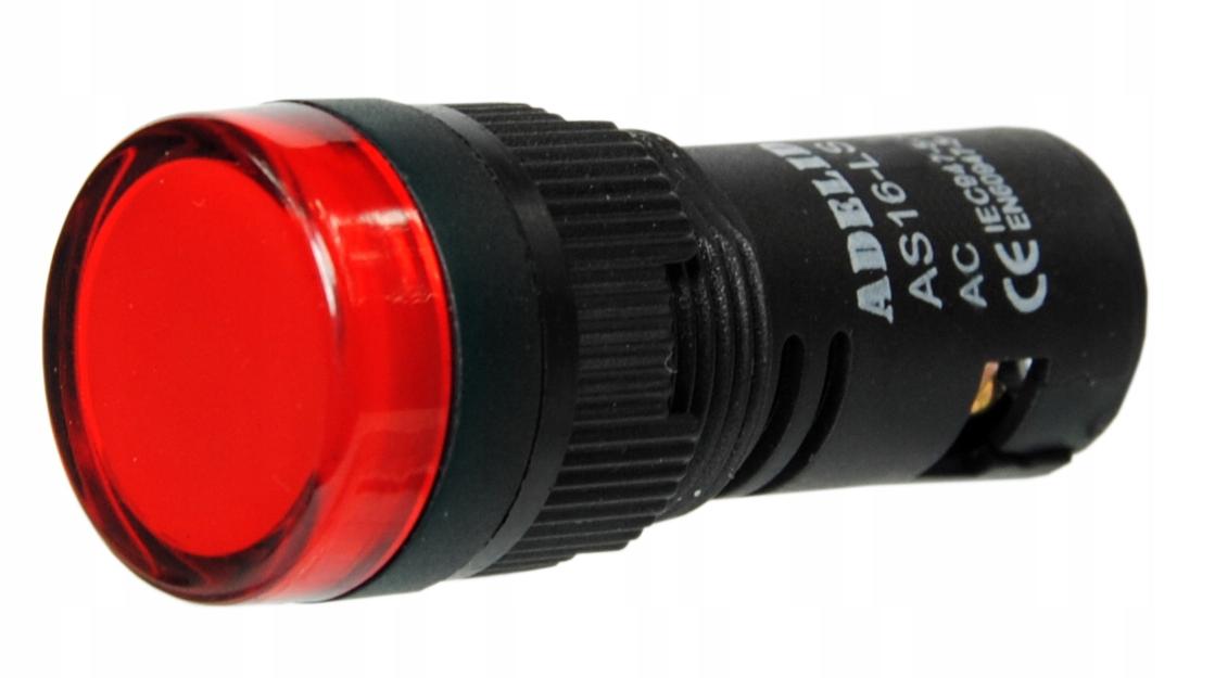 Lampka kontrolka sterownicza czerwona LED 230V 16MM