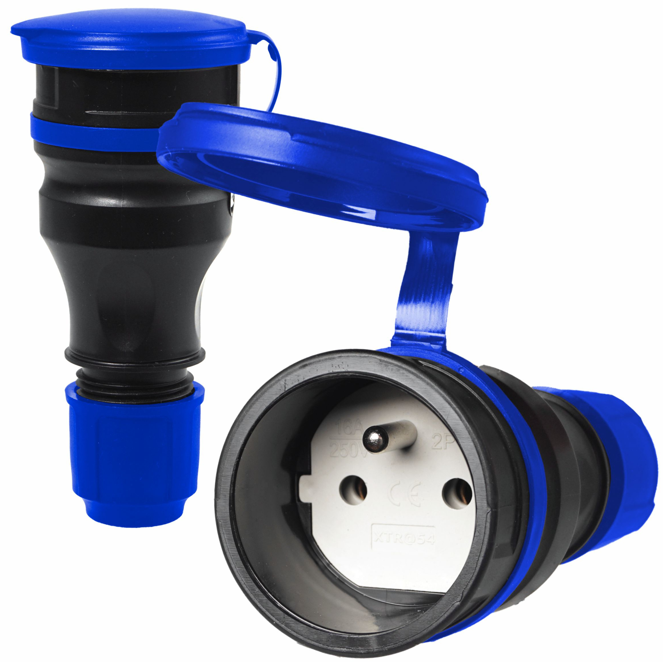 GNIAZDO PRZENOŚNE HERMETYCZNE GUMOWE IP54 16A 230V Z DŁAWIKIEM I KLAPKĄ