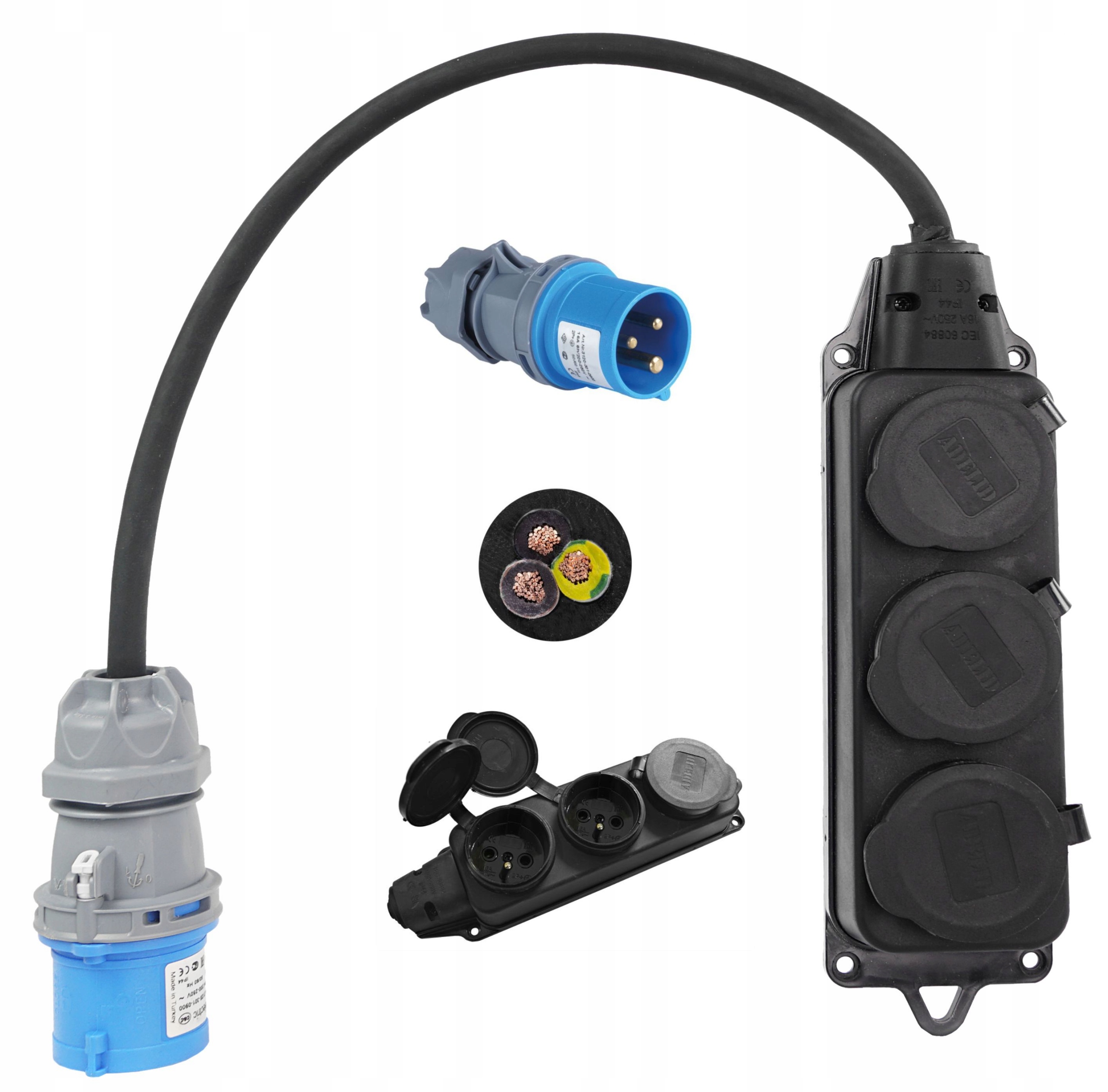 Adapter Redukcja Camping Przejściówka 16A 3X 230V
