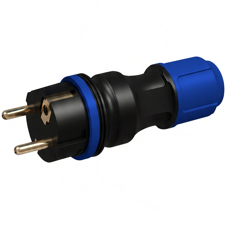 WTYCZKA ELEKTRYCZNA HERMETYCZNA GUMOWA IP54 16A 230V UNI-SCHUKO Z DŁAWIKIEM