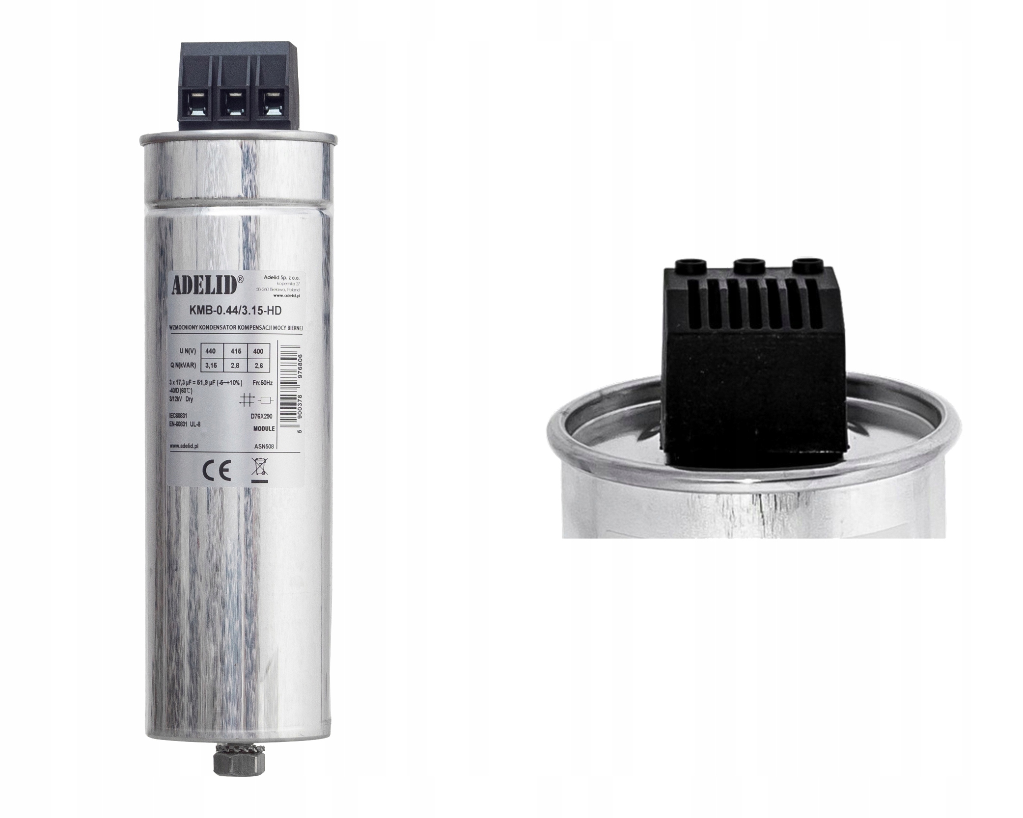 Kondensator do kompensacji mocy biernej 3,15kVAr 440V