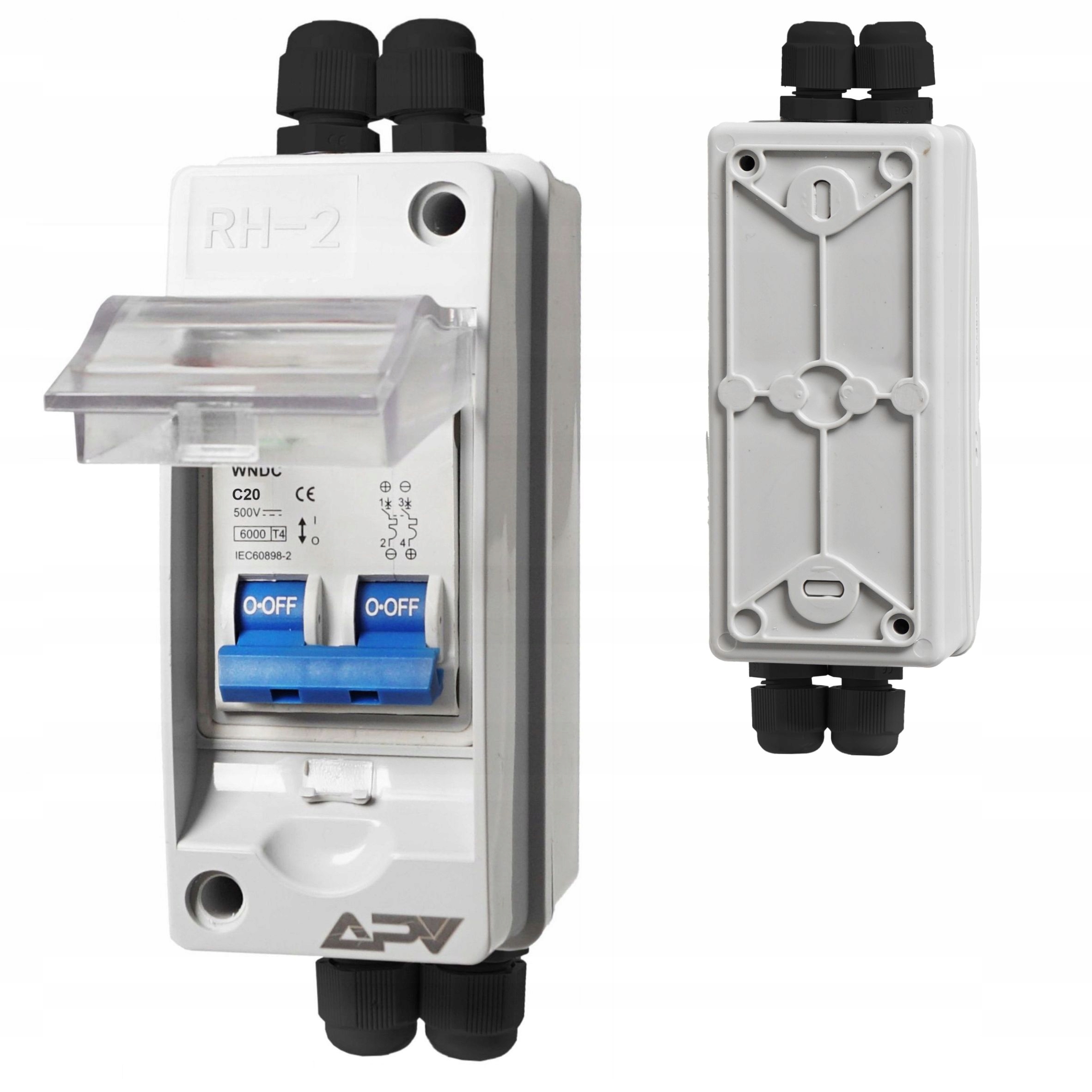 WYŁĄCZNIK PRĄDU STAŁEGO IP65 W OBUDOWIE 500V DC 2P 20A