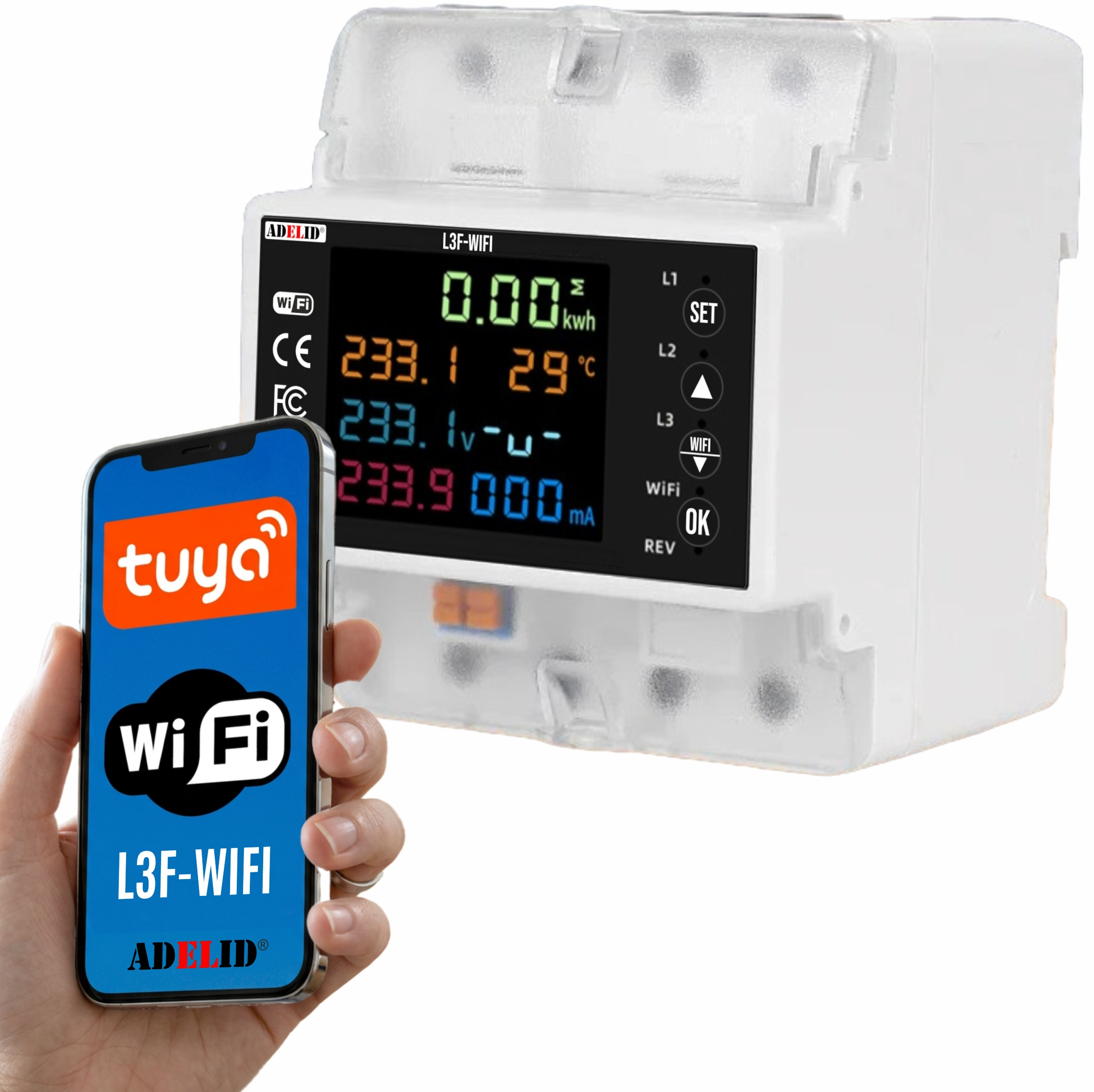 Podlicznik 3 Fazowy WiFi Licznik Trójfazowy Prądu Smart TUYA