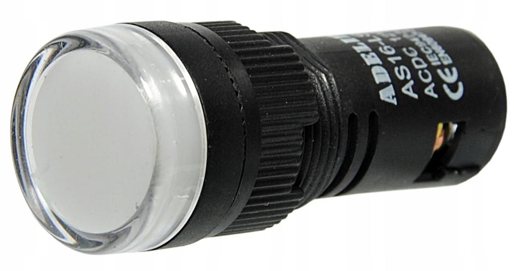 Lampka kontrolka sterownicza biała LED 12V 16 MM