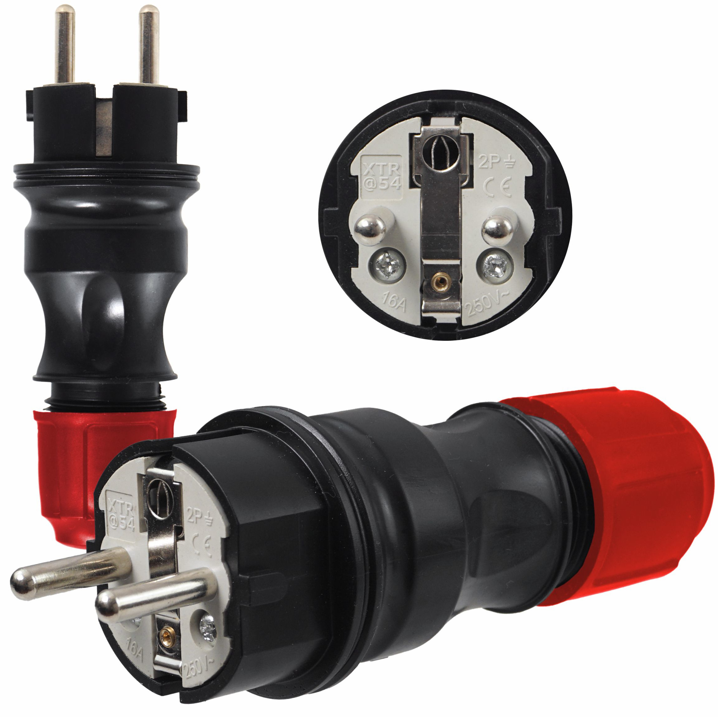 WTYCZKA ELEKTRYCZNA HERMETYCZNA GUMOWA IP54 16A 230V UNI-SCHUKO Z DŁAWIKIEM