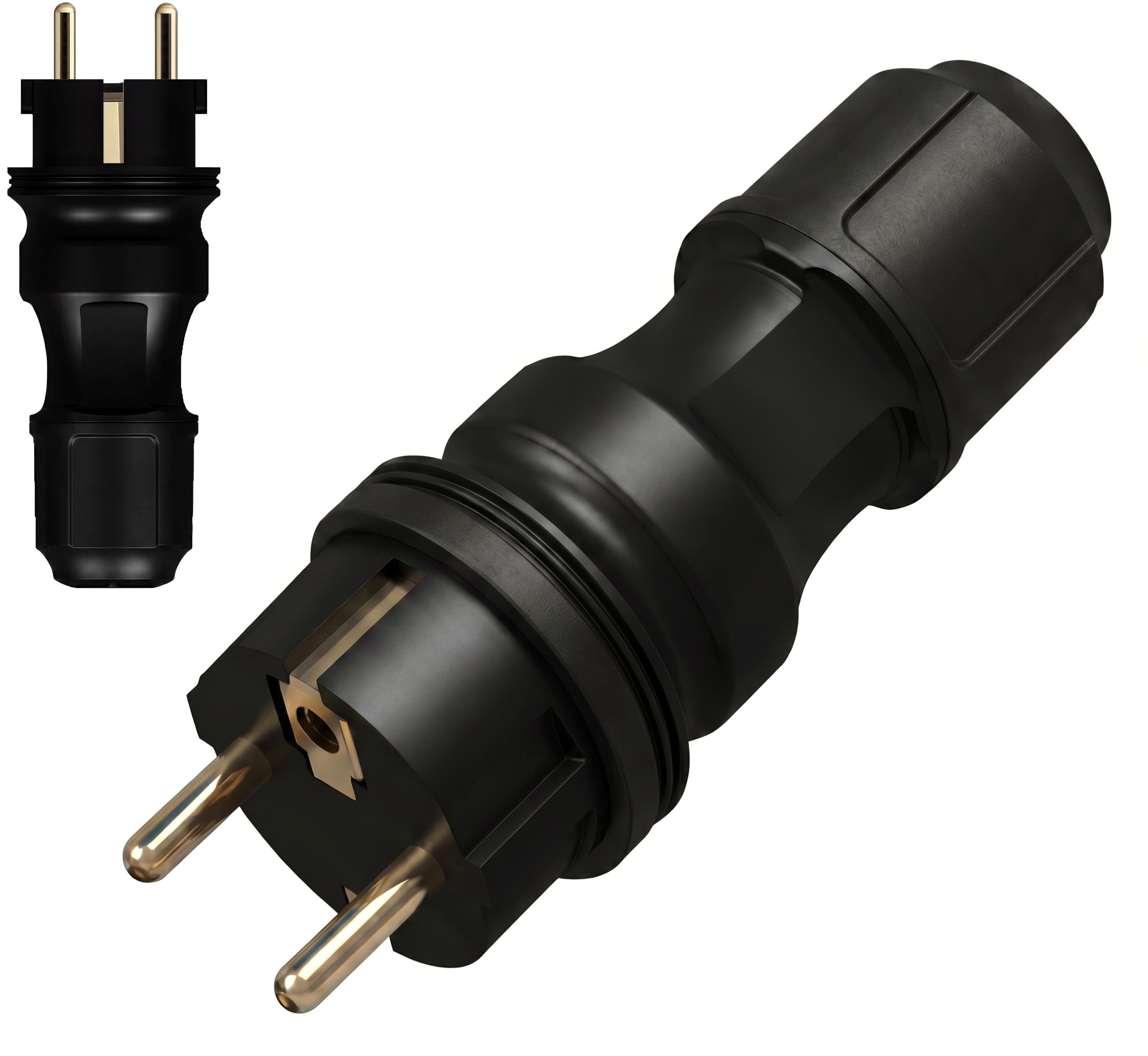 WTYCZKA ELEKTRYCZNA HERMETYCZNA GUMOWA IP54 16A 230V UNI-SCHUKO Z DŁAWIKIEM
