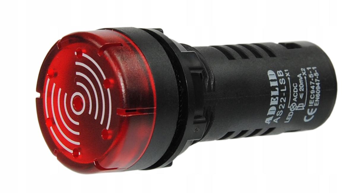 Lampka kontrolka sterownicza czerwona LED BUZZER 12V