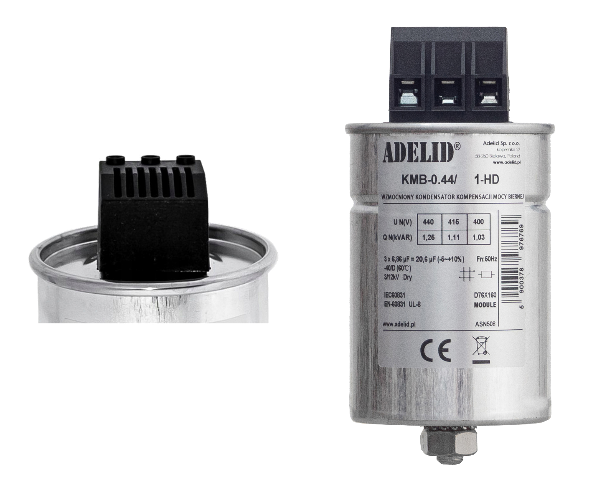 Kondensator do kompensacji mocy biernej 1,0kVAr 440V