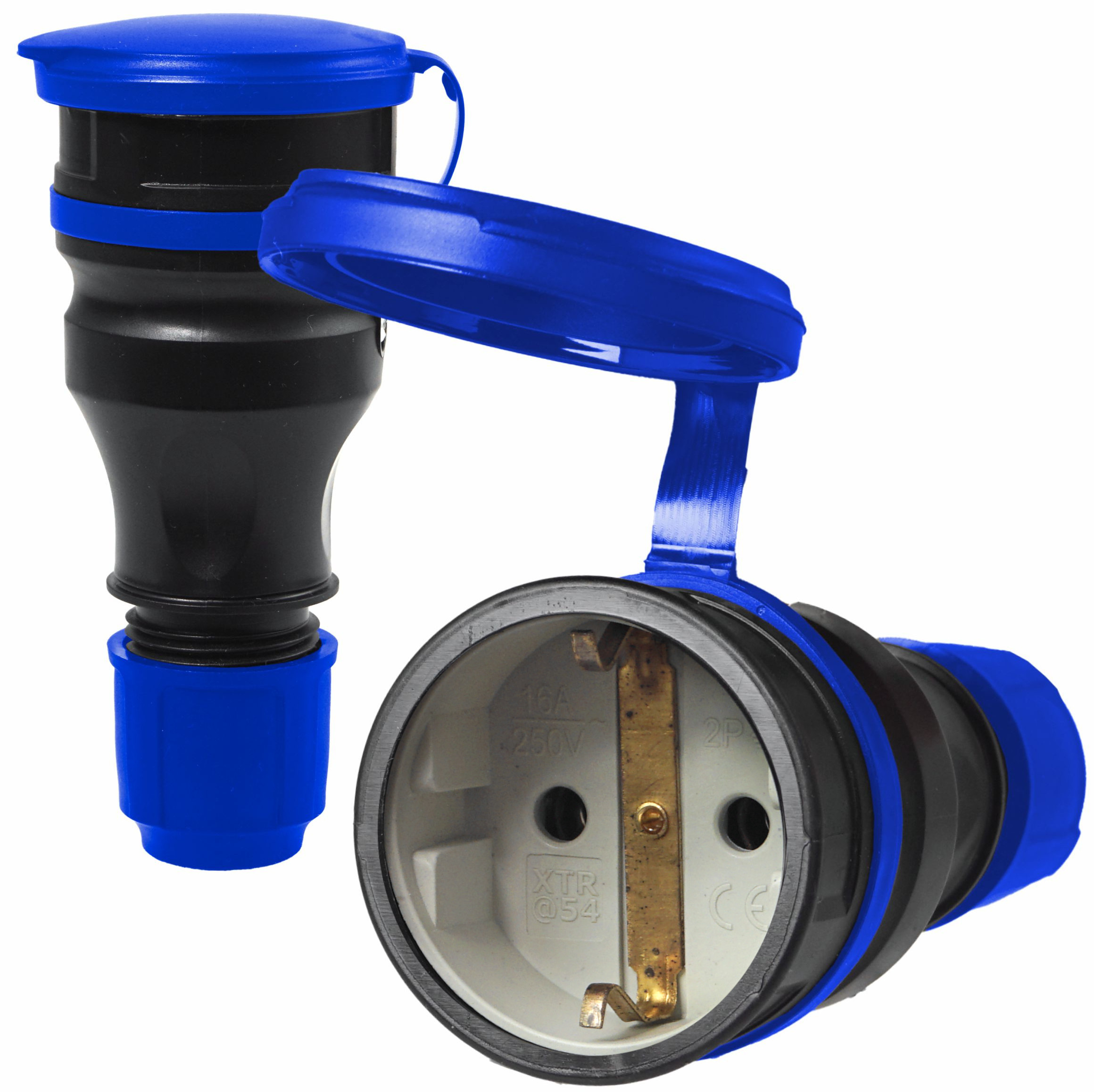 GNIAZDO PRZENOŚNE HERMETYCZNE GUMOWE IP54 16A 230V SCHUKO Z DŁAWIKIEM I KLAPKĄ