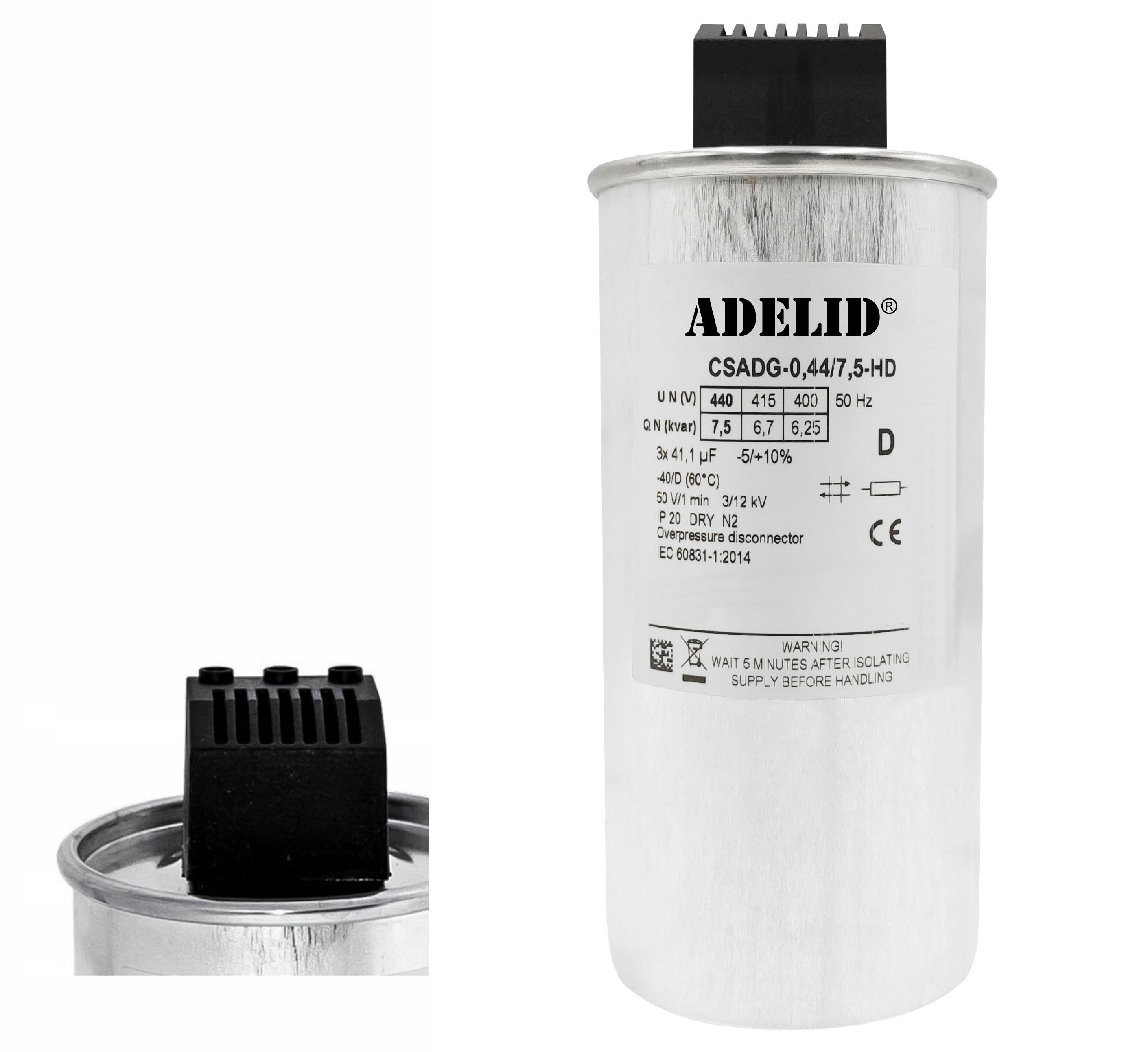 Kondensator do kompensacji mocy biernej 7,5kVAr 440V