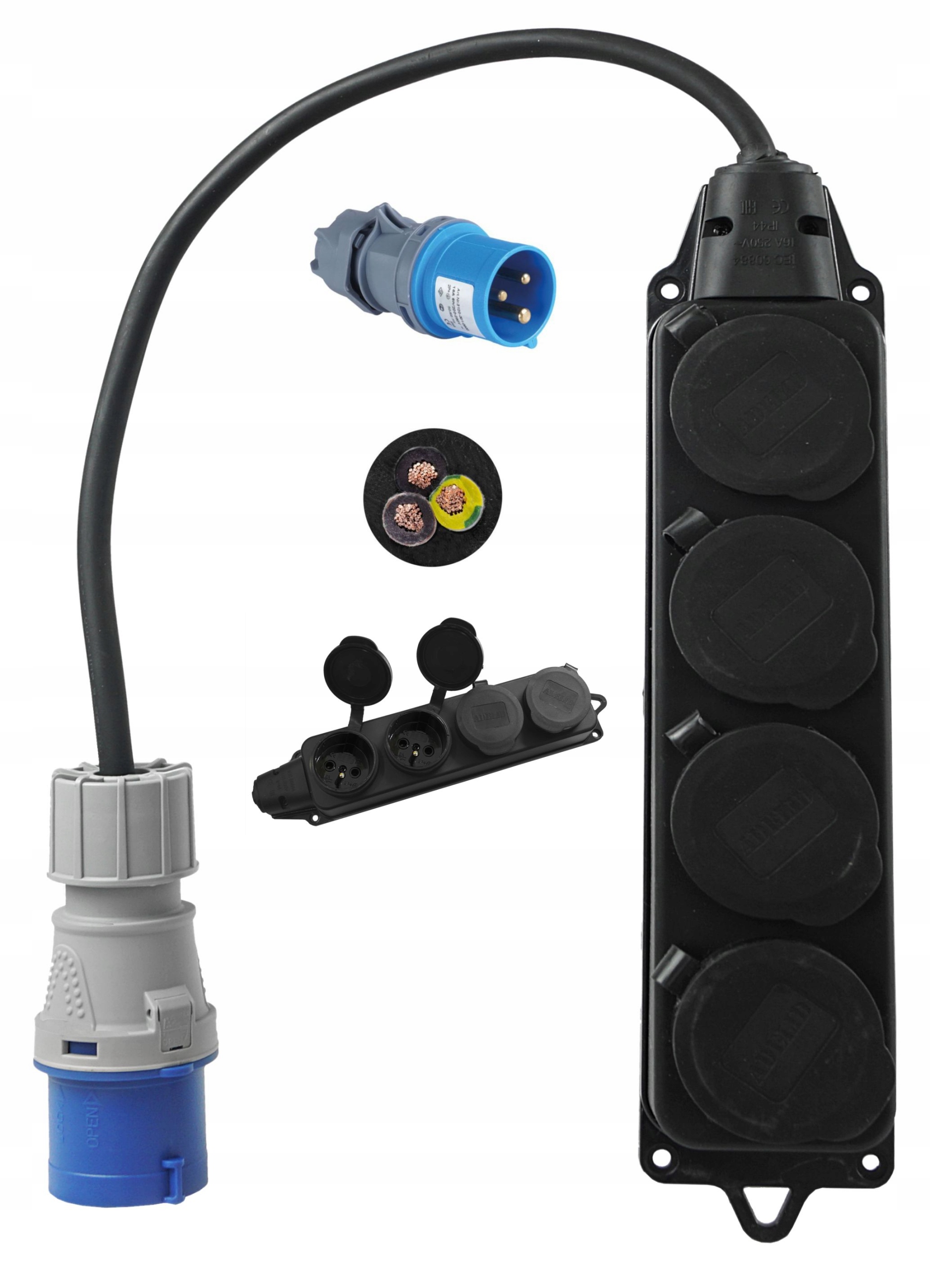 Adapter Redukcja Camping Przejściówka 16A 4X 230V