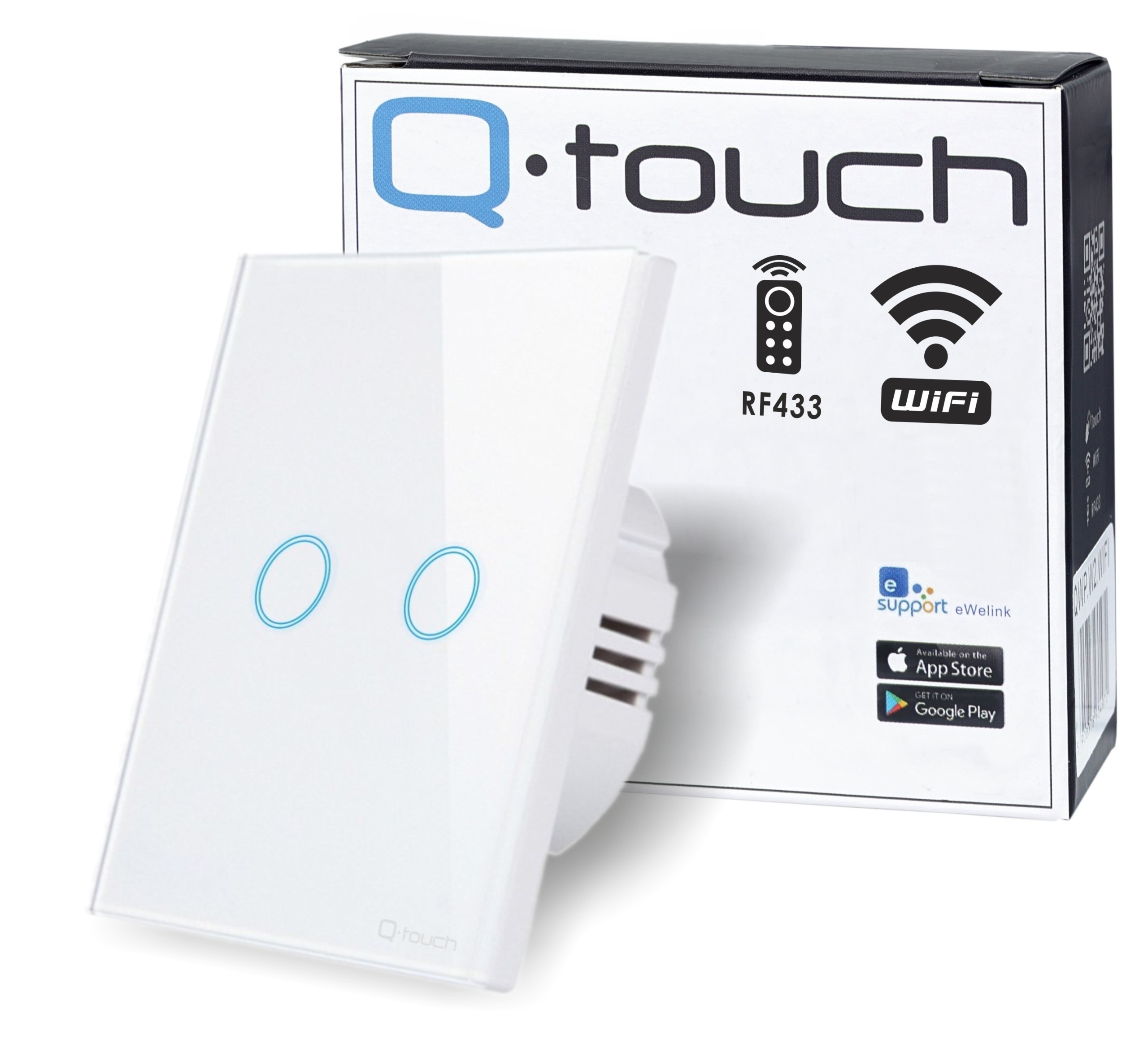 Dotykowy Włącznik Światła Podwójny Szklany WiFi Qtouch