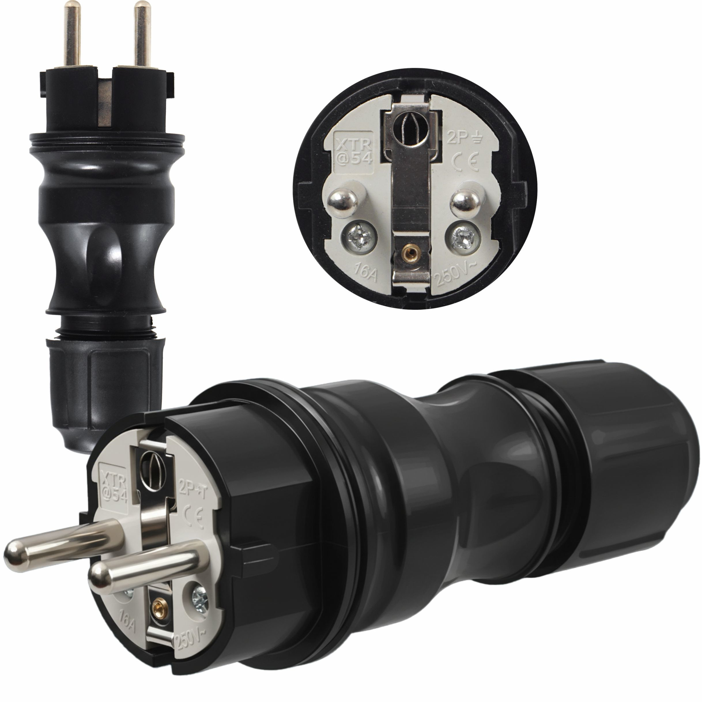 WTYCZKA ELEKTRYCZNA HERMETYCZNA GUMOWA IP54 16A 230V UNI-SCHUKO Z DŁAWIKIEM