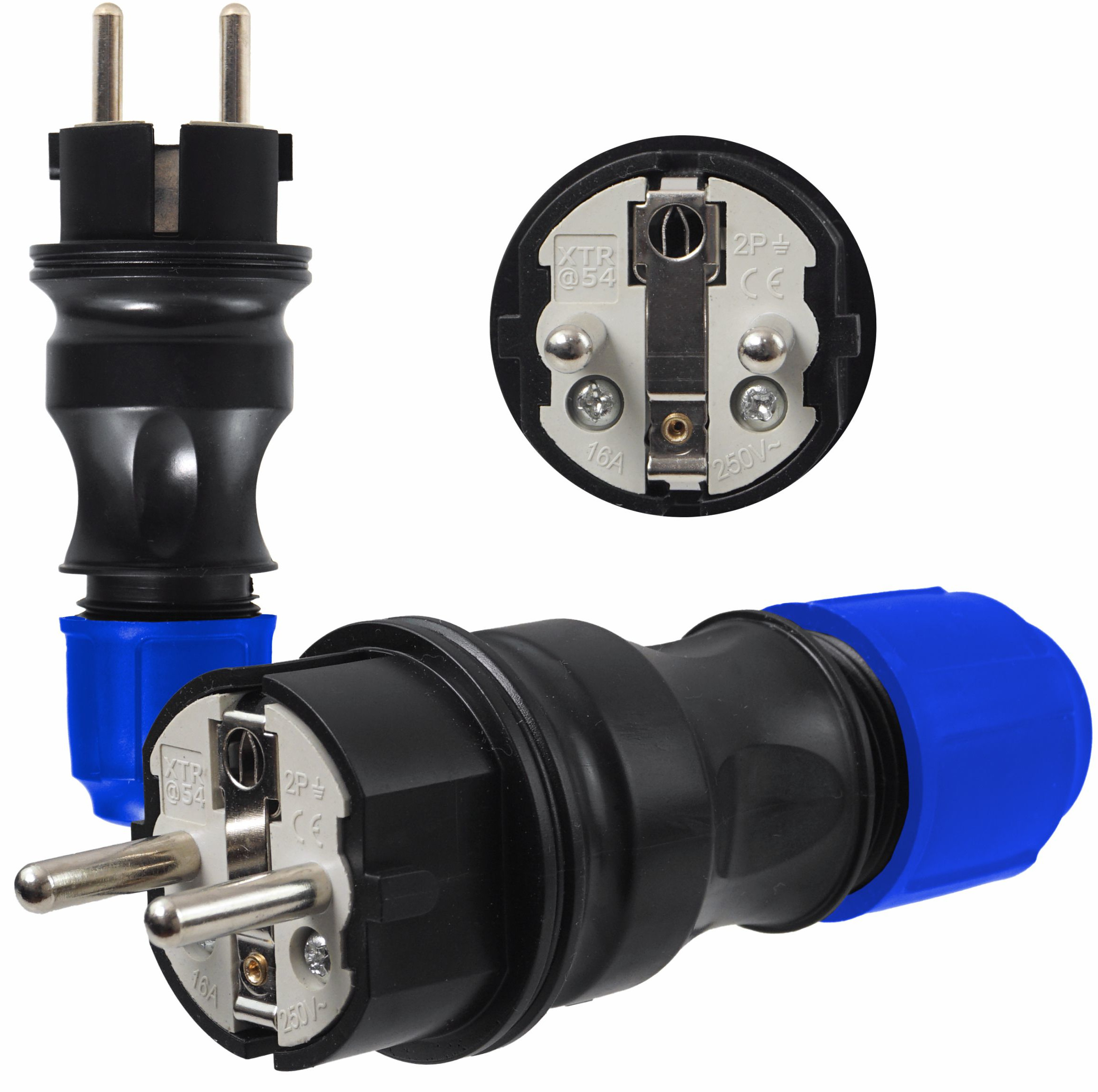 WTYCZKA ELEKTRYCZNA HERMETYCZNA GUMOWA IP54 16A 230V UNI-SCHUKO Z DŁAWIKIEM